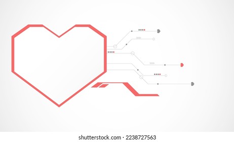white red heart technology valentine background abstract. technology with line ,digital, heart, dot, hi-tech, valentine concept , vector. heart technological for valentine day, background, web banner.