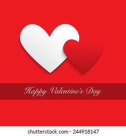 white and red hearts on red backround greeting valentine's day card 