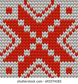 White and Red Holiday seamless pattern with cross stitch embroidered happy new year ornament. Christmas template endless design for package, web sites, textile. And also includes EPS 10 vector