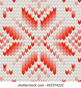 White and Red Holiday seamless pattern with cross stitch embroidered happy new year ornament. Christmas template endless design for package, web sites, textile. And also includes EPS 10 vector