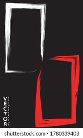 Pinceles de tinta blanca y roja sobre un fondo negro. Estilo japonés. Ilustración vectorial de manchas de grunge