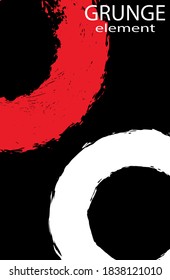 Pinceles de tinta blanca y roja sobre un fondo negro. Estilo japonés. Ilustración vectorial de manchas de grunge