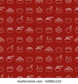 white and red japanese food and sushi restaurant pattern 