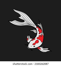 Ilustración del vector de peces de Koi Rojo Blanco