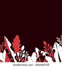 hojas blancas y rojas sobre fondo de marrón, fondo abstracto, ilustración vectorial con espacio para texto