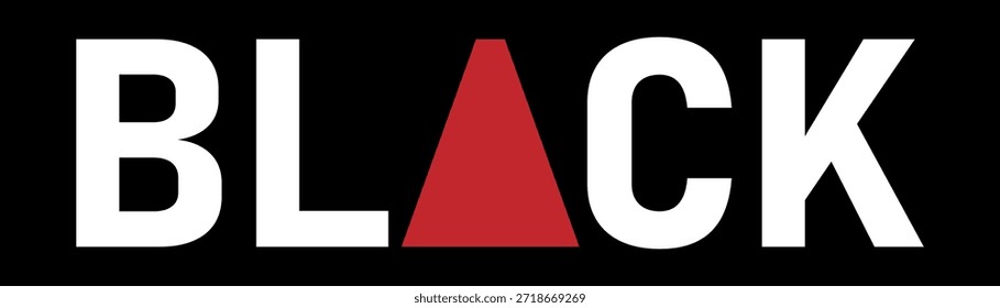 White and red lettering BLACK text sticker on black background