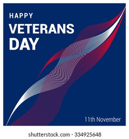 white and red lines pattern on blue background. Happy Veterans Day. November 11th, United state of America, U.S.A veterans day design. Beautiful USA flag Composition. veterans Day poster design