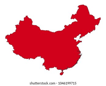 White and Red Map of China