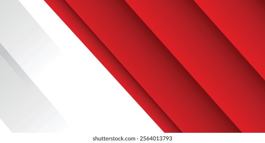 White and red modern abstract background. Dynamic shapes composition. Vector illustration