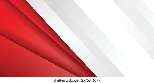 White and red modern abstract background. Dynamic shapes composition. Vector illustration