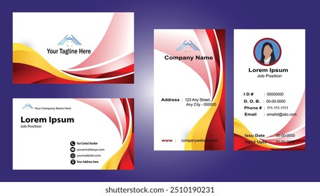 White and red modern technology concept business card EPS vector, featuring a sleek, innovative design. Perfect for professionals in tech industries seeking a dynamic, contemporary look.
