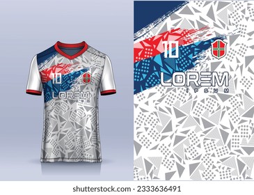 plantilla de diseño deportivo de camisetas de la marina roja blanca con patrón abstracto para la camiseta de fútbol. Uniforme deportivo en la vista frontal. La camiseta se burla del club deportivo. Ilustración vectorial