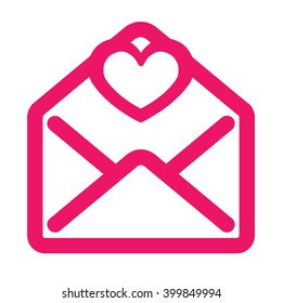 white red open envelope with heart top