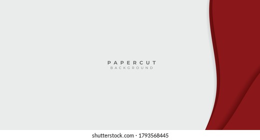 White and red papercut abstract presentation background design. Shiny hi-tech motion background. Vector illustration