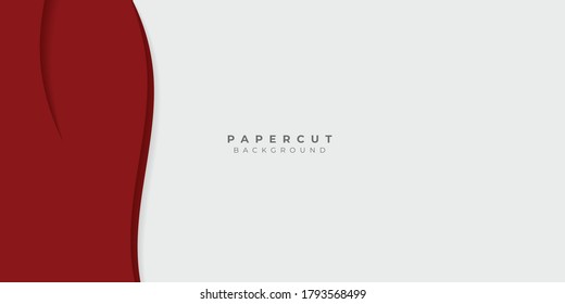 White and red papercut abstract presentation background design. Shiny hi-tech motion background. Vector illustration