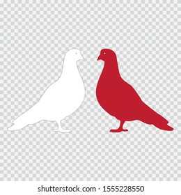 White and Red Pigeons vector.