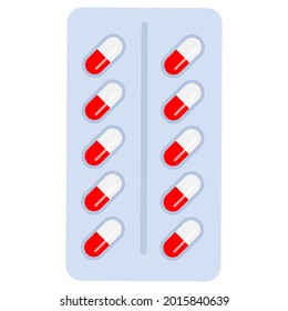 white red pills in a palette. Vector illustration