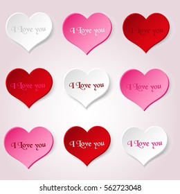 white red and pink valentine hearths from paper with i love you decoration element eps10
