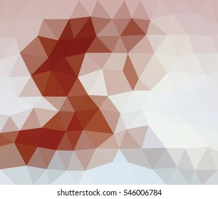 White and red polygonal illustration with triangle. Geometric background.