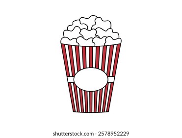 White and red popcorn bar container for cinema