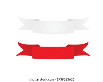 White and red ribbon. vector illustration