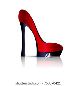 white and red shoe with crystal