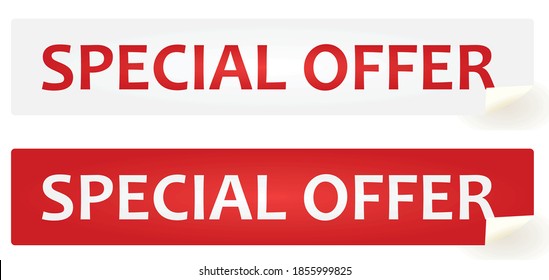 White and red special offer notice. vector