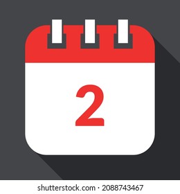 White with red specific day calendar isolated on gray background, vector illustration of appointment schedule 2 marked.