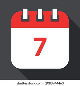 White with red specific day calendar isolated on gray background, vector illustration of appointment schedule 7 marked.