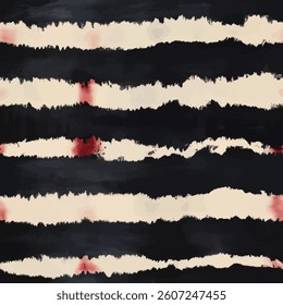 White and red stripes on a black background, grunge lines ikat pattern, striped seamless pattern, Vector illustration background for print the paper.