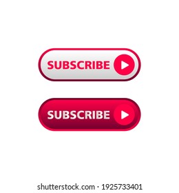 White and red subscribing button in neomorphism style. Easy editable vector isolated illustration. 