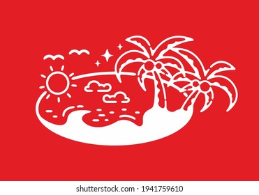 White and red summer beach illustration design