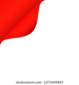 White and red tags, paper round stickers with peeling corner, isolated rounded paper mockup signs illustration
