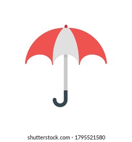 White red umbrella flat icon illustration, isolated on white