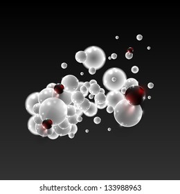 White and red vector bubbles in a group