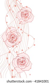 white red vector illustration of roses bright and romance decor border