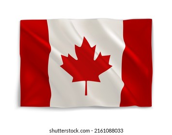 White and red waving flag of Canada. 3d vector object isolated on white
