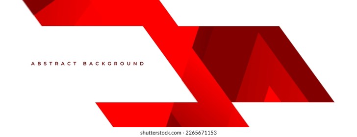 White and red wide abstract background with geometric shapes. Red and white modern abstract banner or email signature backdrop. Vector illustration
