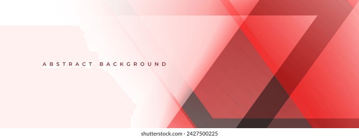 Fondo abstracto ancho blanco y rojo con formas geométricas. Banner abstracto moderno rojo y blanco o fondo de firma de correo electrónico. Ilustración de vector