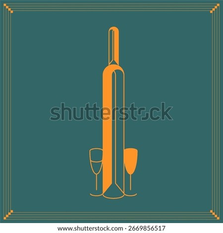 White and red wine. Logo Insignia Emblem Sticker Framed Art Deco