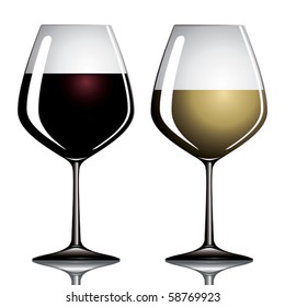 A white and a red wineglass.