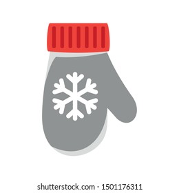 White red winter glove icon. Flat illustration of white red winter glove vector icon for web design