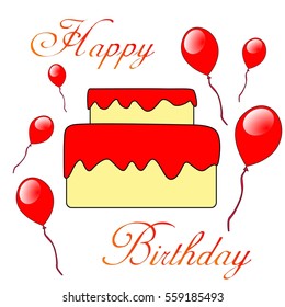 white red yellow postcard happy birthday