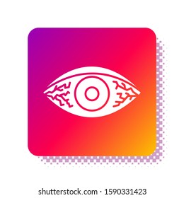 White Reddish eye due to viral, bacterial or allergic conjunctivitis icon isolated on white background. Square color button. Vector Illustration