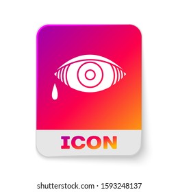 White Reddish eye due to viral, bacterial or allergic conjunctivitis icon isolated on white background. Rectangle color button. Vector Illustration