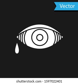 White Reddish eye due to viral, bacterial or allergic conjunctivitis icon isolated on black background.  Vector Illustration
