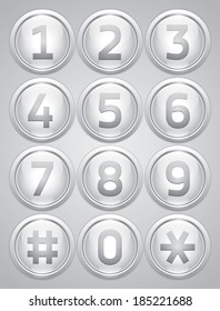 White reflection glossy buttons with numbers, vector design