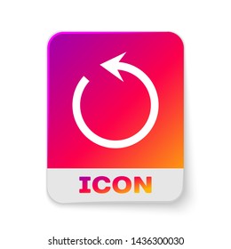 White Refresh icon isolated on white background. Reload symbol. Rotation arrow in a circle sign. Rectangle color button. Vector Illustration