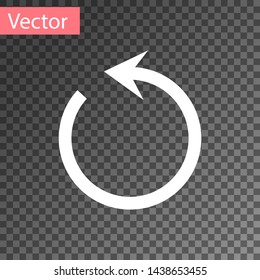 White Refresh icon isolated on transparent background. Reload symbol. Rotation arrow in a circle sign.  Vector Illustration