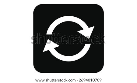 White refresh icon isolated on white background. A simple symbol for website or app design. Vector illustration. Flat style minimal ui ux pictogram.
